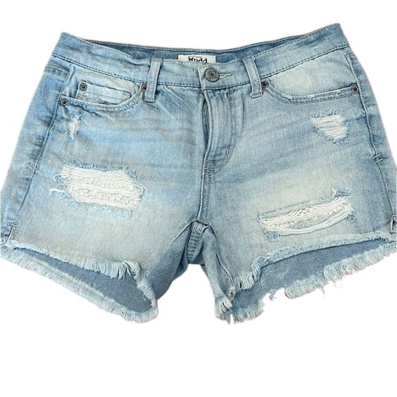 MUDD size 7 distressed denim shorts fab with cowboy boots or flip flops EUC - Picture 1 of 14
